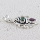 Emerald & Ruby Silver Women Pendant