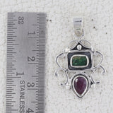 Emerald & Ruby Silver Women Pendant