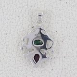 Emerald With Ruby Silver Women Pendant