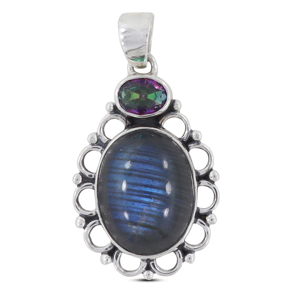 Labradorite & Mystic Quartz Silver Pendants