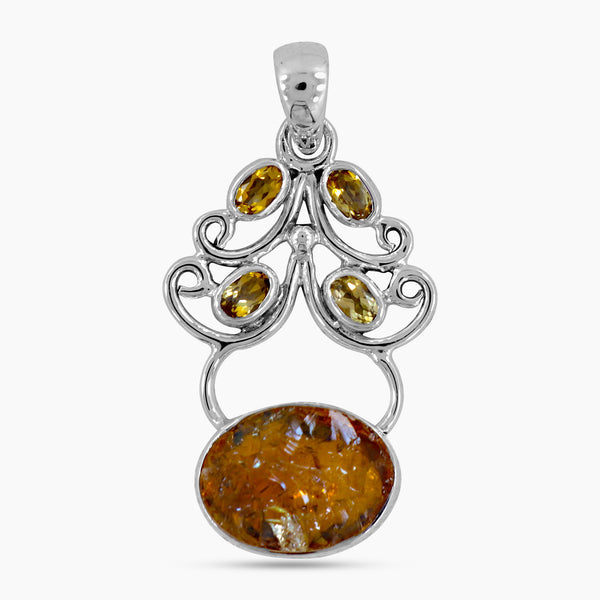 925 Silver Rough Citrine Pendant
