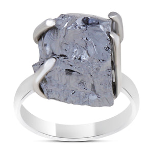 Nature Silicon Rough Stone Prong Set - 925 Sterling Silver Ring
