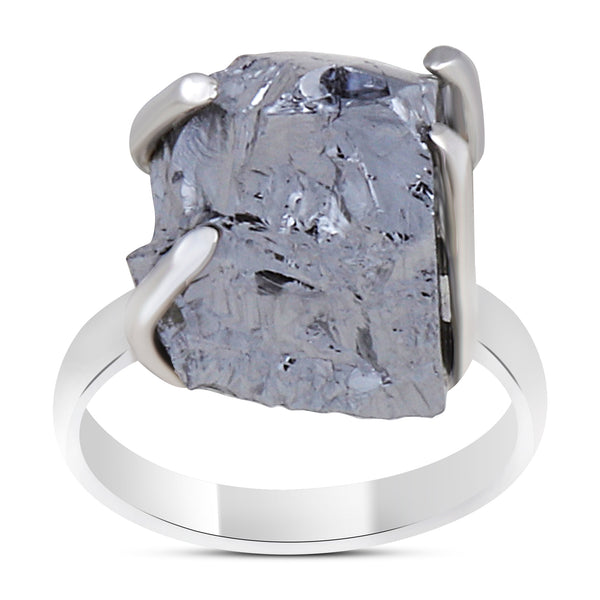 Nature Silicon Rough Stone Prong Set - 925 Sterling Silver Ring