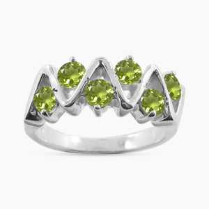 Natural Peridot Silver Rings
