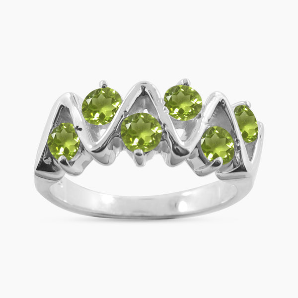Natural Peridot Silver Rings