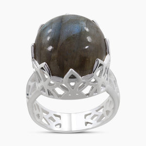 Natural Labradorite Silver Rings