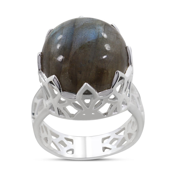 Natural Labradorite Silver Rings