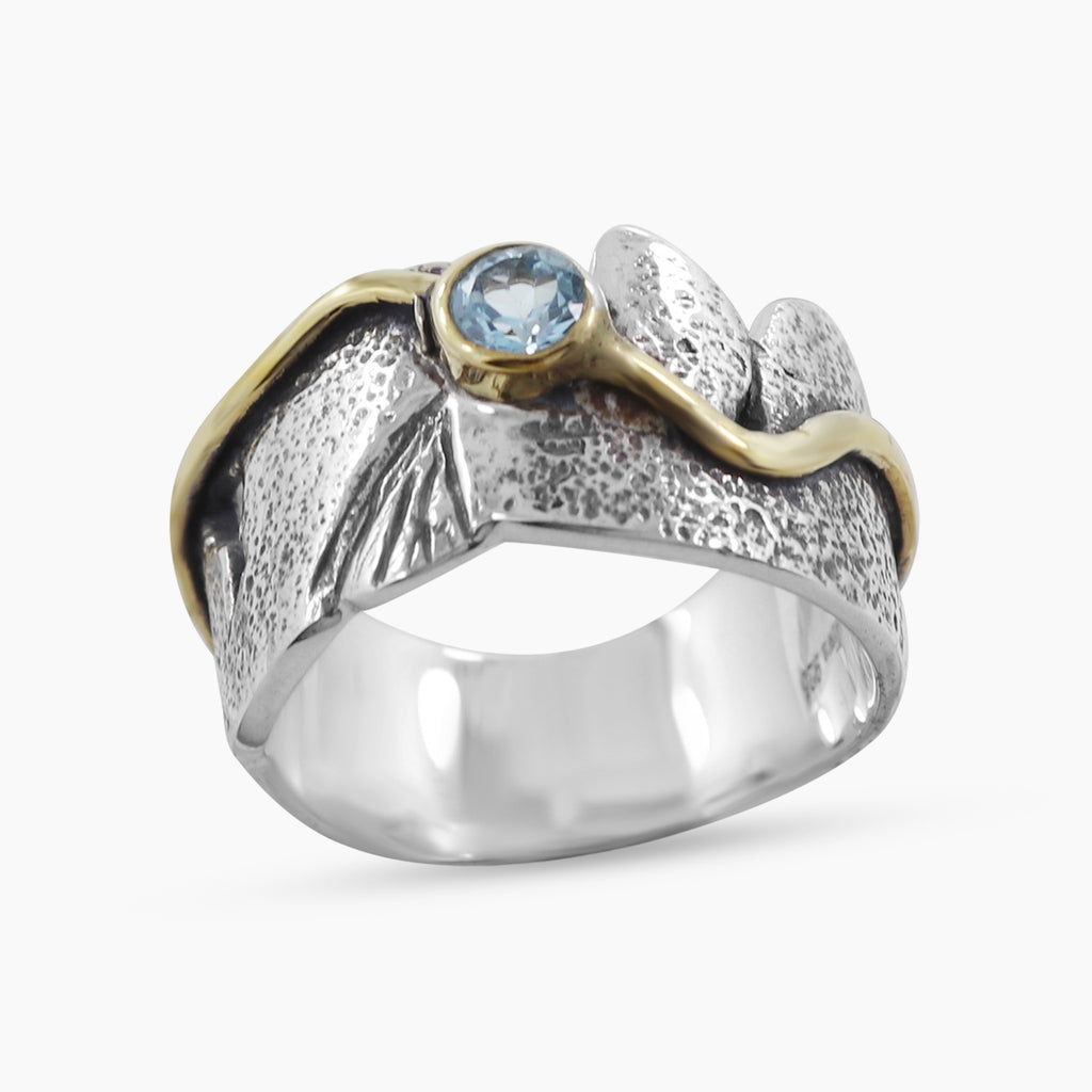 Blue Topaz Gemstone Sterling Silver Eternity Band Ring