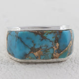 Blue Copper Turquoise Silver Ring