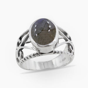 Natural Labradorite Silver Rings