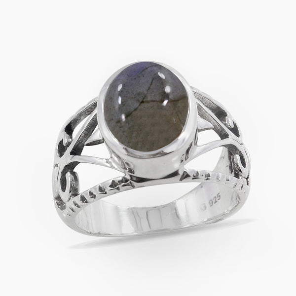 Natural Labradorite Silver Rings