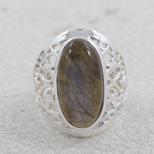 Natural Labradorite Silver Ring