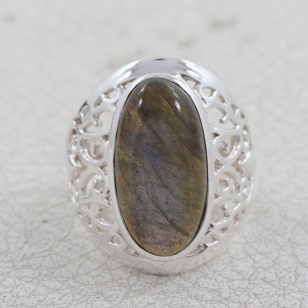 Natural Labradorite Silver Ring