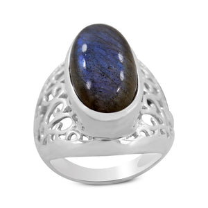 Natural Labradorite Silver Ring
