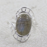 Natural Labradorite Silver Ring