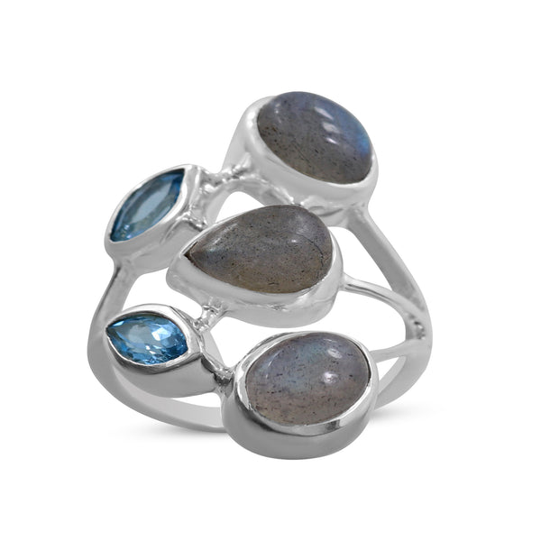 Natural Labradorite Silver Ring