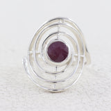 Natural Garnet Silver Ring