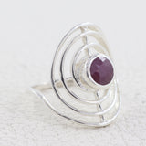 Natural Garnet Silver Ring