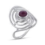 Natural Garnet Silver Ring