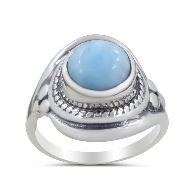 Natural Larimar Silver Rings