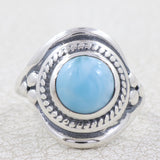 Natural Larimar Silver Ring