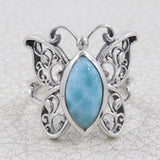 Natural Larimar  Silver Ring