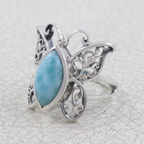 Natural Larimar  Silver Ring