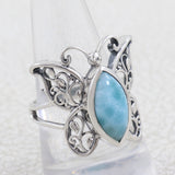 Natural Larimar  Silver Ring