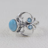 Larimar and Blue Topaz Silver Rings