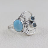 Larimar and Blue Topaz Silver Rings