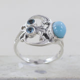 Larimar and Blue Topaz Silver Rings