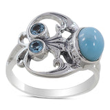 Larimar and Blue Topaz Silver Rings