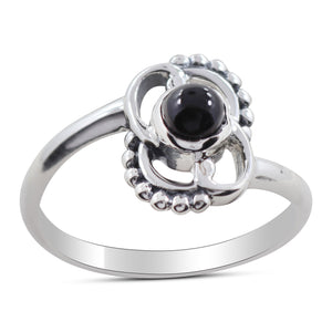 Natural Black Onyx Silver Rings