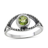 925 Sterling Silver with Natural Garnet Evil Eye Ring