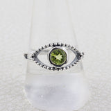 925 Sterling Silver with Natural Garnet Evil Eye Ring