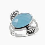 Natural Blue Chalcedony 925 Sterling Silver Ring