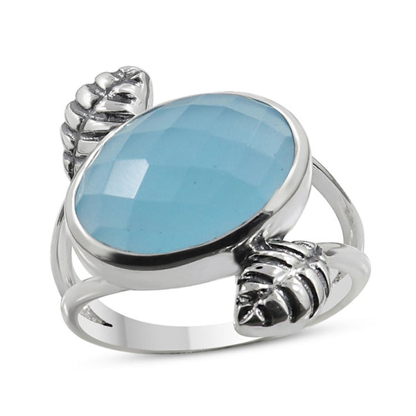Natural Blue Chalcedony 925 Sterling Silver Ring