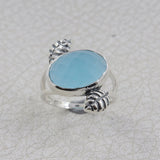 Natural Blue Chalcedony 925 Sterling Silver Ring