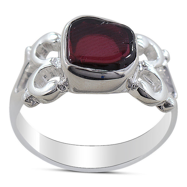 Natural Garnet Silver Ring