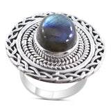 Rainbow Moonstone Sterling Silver Women Designer Rings