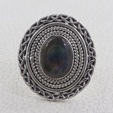 Rainbow Moonstone Sterling Silver Women Designer Rings