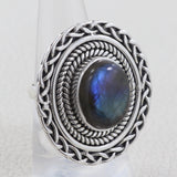 Rainbow Moonstone Sterling Silver Women Designer Rings